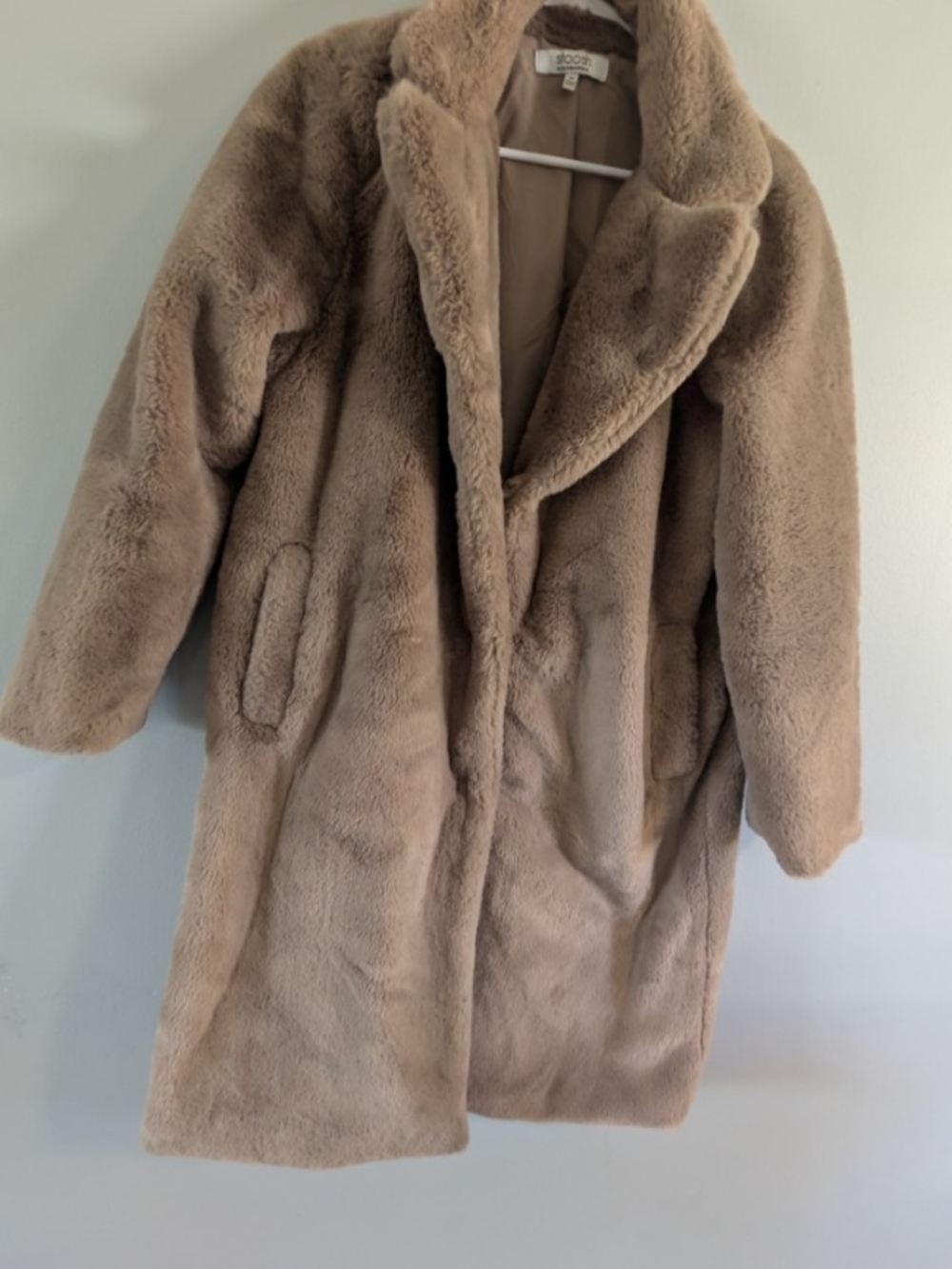 Stoosh Taupe Faux Fur Long Coat